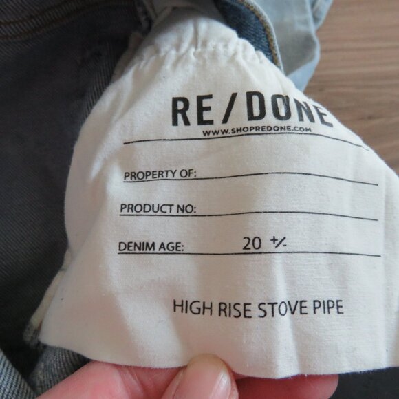 RE/DONE High Rise Stove Pipe Straight Leg Jeans Lived in Light Wash - Size 27 - Picture 13 of 14